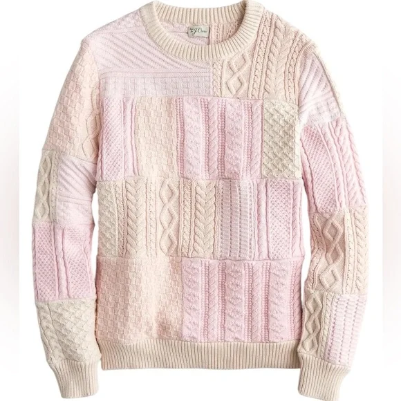 J. CREW Heritage Patchwork Cotton Cable-knit Sweater NWT - Picture 14 of 14